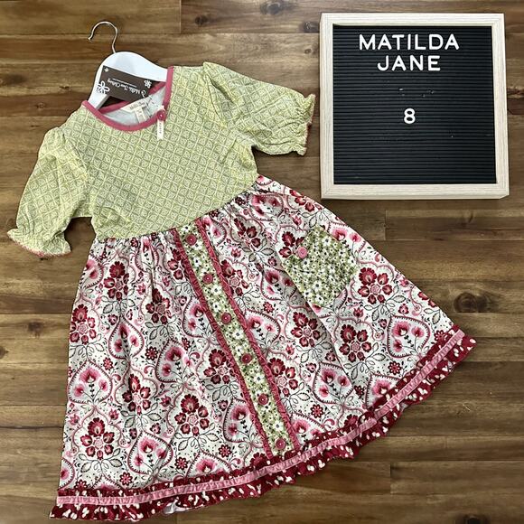 NWT Matilda Jane Heart To Heart Daydream Floral Maggie Knit Short Sleeve Dress 8 - Picture 1 of 8